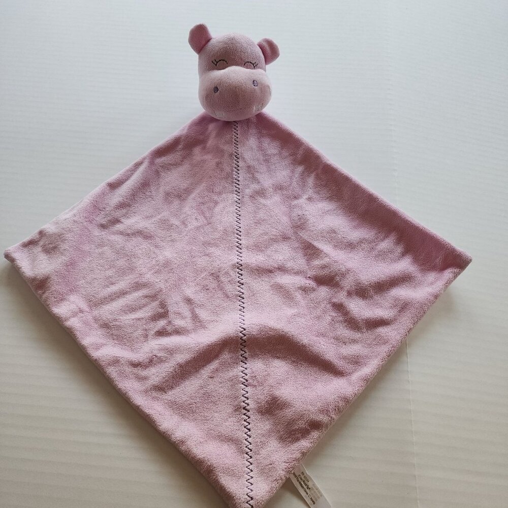 Carter's sleeping hippo pink purple  plush lovey security blanket